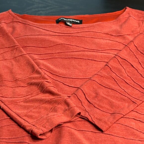 Sharagano Bodycon Dress Rust 3/4 Sleeve Size 4 EUC - Picture 7 of 9